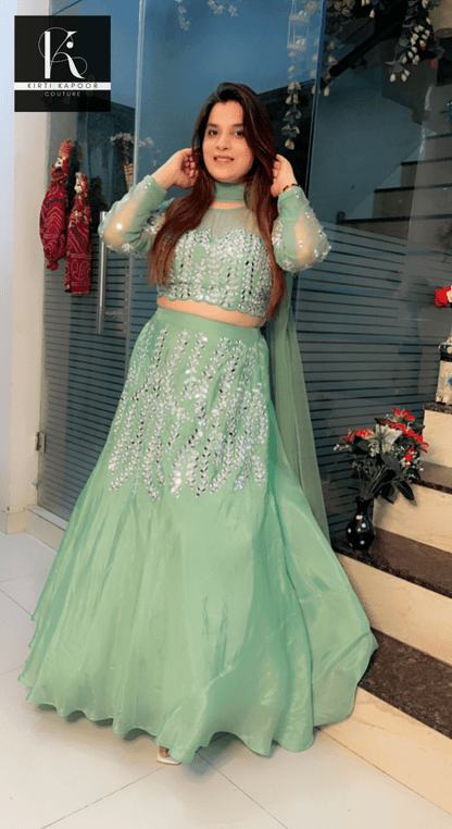 Light Green Embroidered Lehenga - Choli - Kirti Kapoor Couture