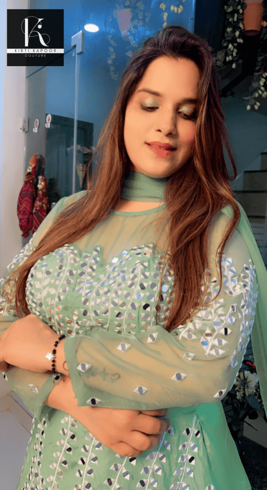 Light Green Embroidered Lehenga - Choli - Kirti Kapoor Couture