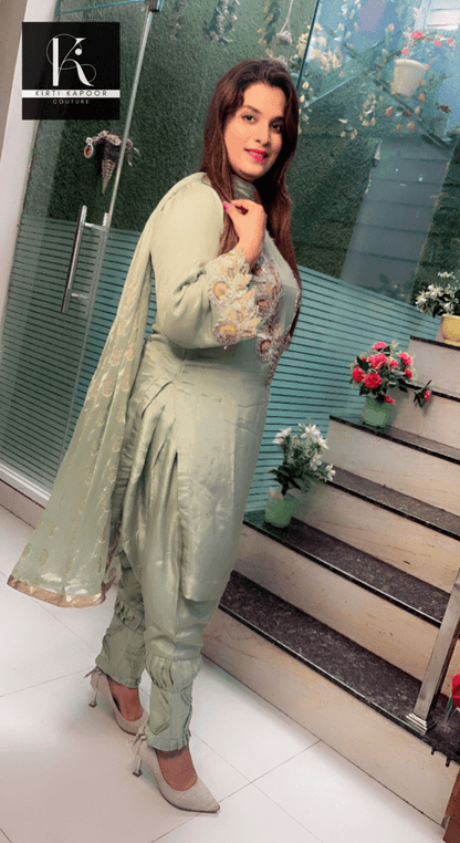 Light Green Embroidered Salwar Suit - Kirti Kapoor Couture