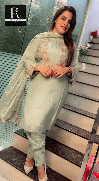 Light Green Embroidered Salwar Suit - Kirti Kapoor Couture
