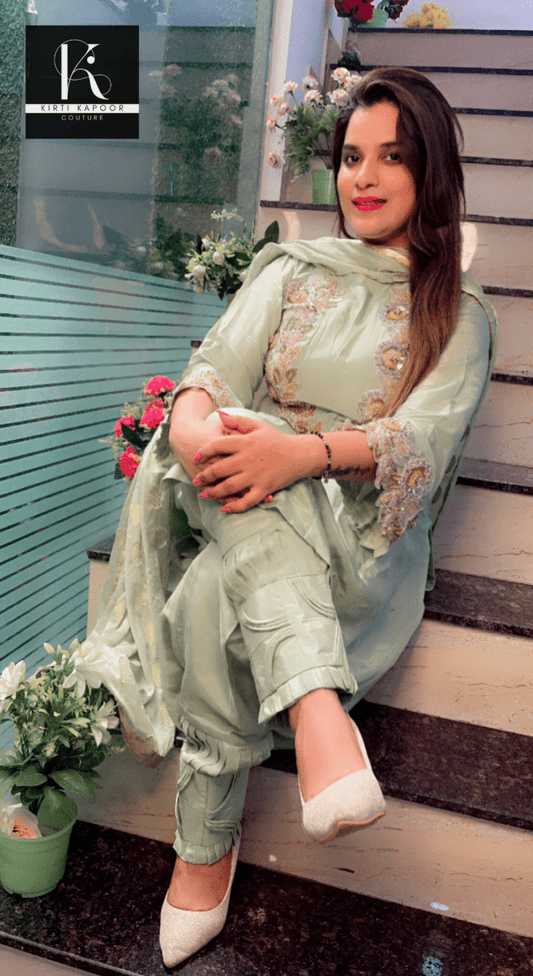 Light Green Embroidered Salwar Suit - Kirti Kapoor Couture