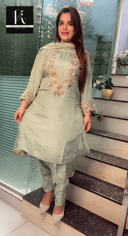 Light Green Embroidered Salwar Suit - Kirti Kapoor Couture