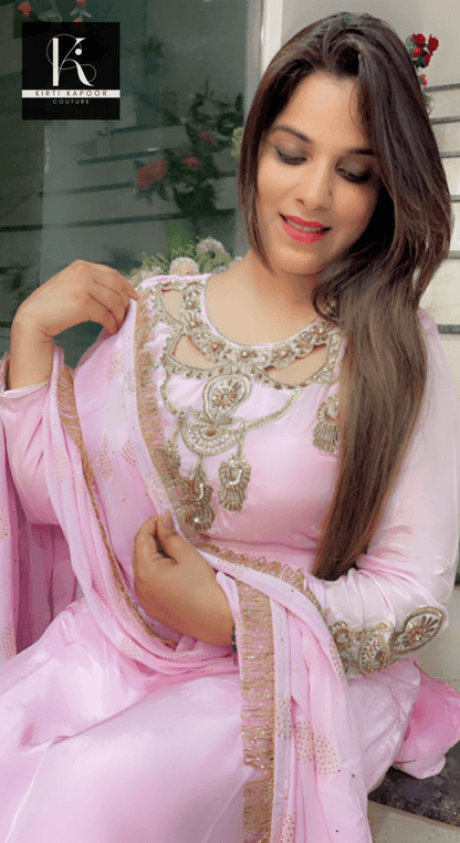 Light Pink Hand - Embroidered Suit - Kirti Kapoor Couture