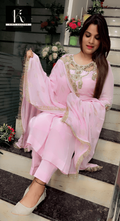 Light Pink Hand - Embroidered Suit - Kirti Kapoor Couture