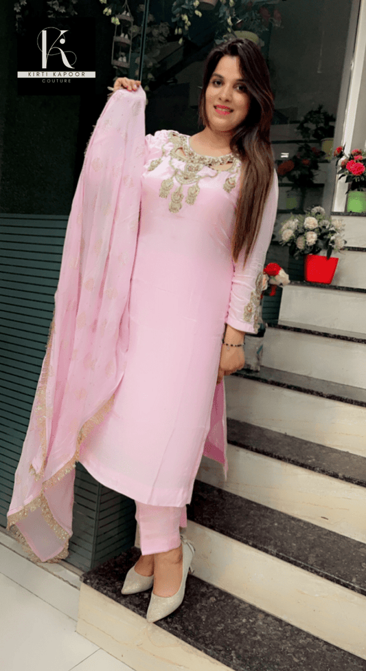 Light Pink Hand - Embroidered Suit - Kirti Kapoor Couture