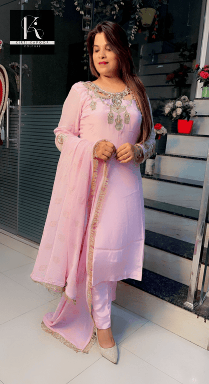 Light Pink Hand - Embroidered Suit - Kirti Kapoor Couture