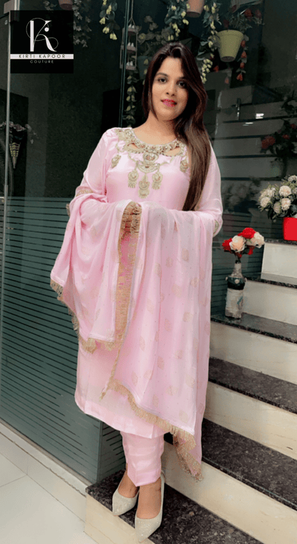 Light Pink Hand - Embroidered Suit - Kirti Kapoor Couture