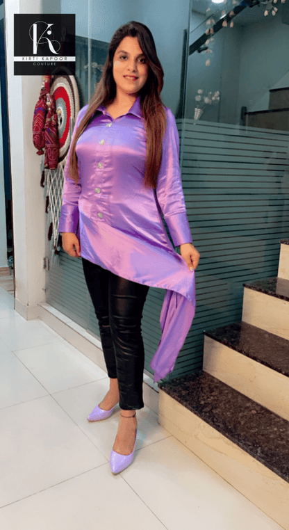 Light Purple Tail Top with Buttons - Kirti Kapoor Couture