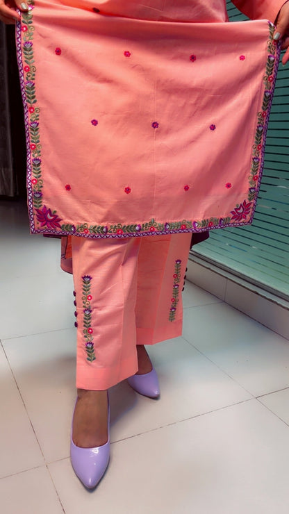Linen Embroidered Suit - Kirti Kapoor Couture