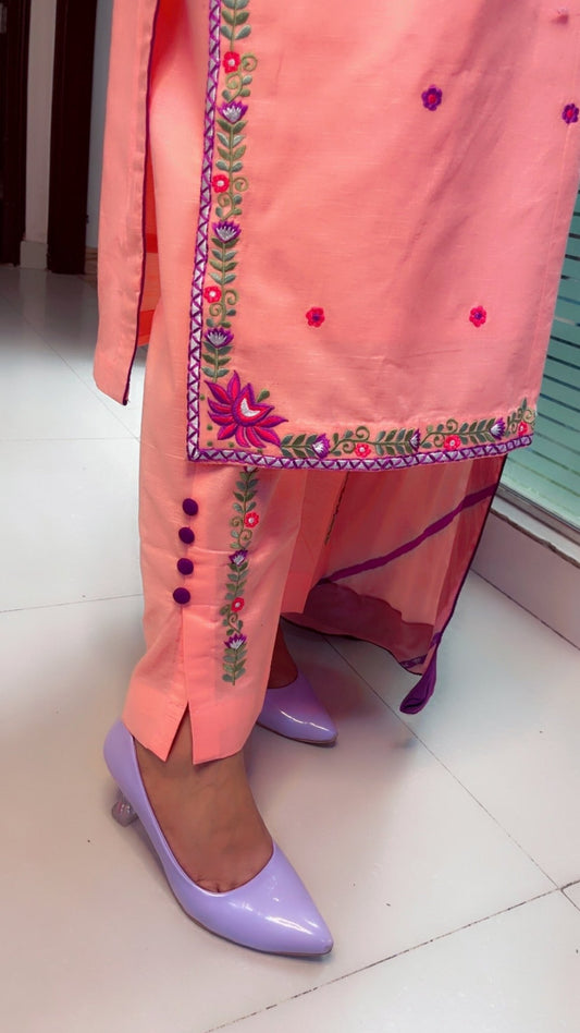Linen Embroidered Suit - Kirti Kapoor Couture