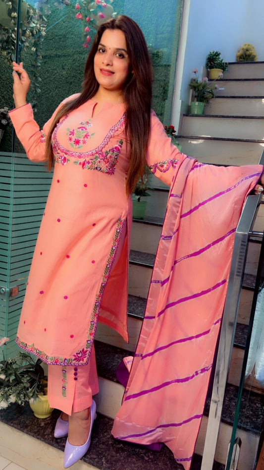 Linen Embroidered Suit - Kirti Kapoor Couture