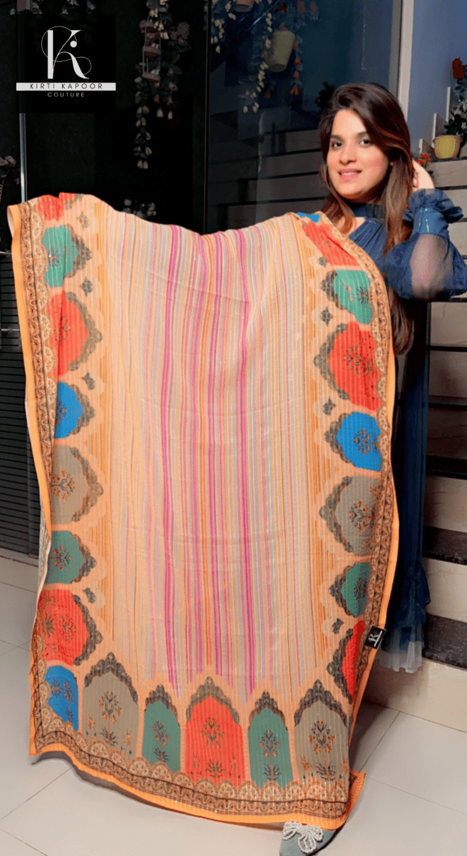 Mango - Yellow Colored Georgette Sequence Printed Dupatta - Kirti Kapoor Couture