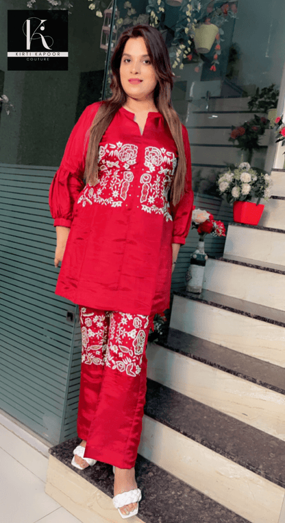 Maroon Hand - Embroidered Set - Kirti Kapoor Couture