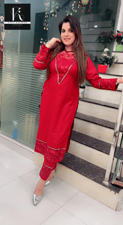 Maroon Patch - Worked Co - ord Set - Kirti Kapoor Couture