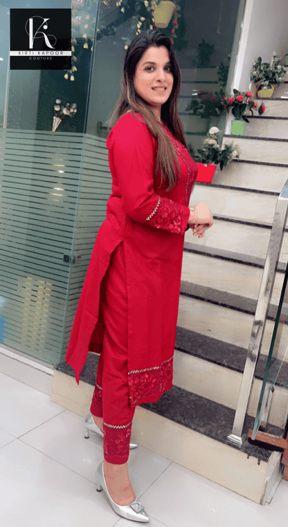 Maroon Patch - Worked Co - ord Set - Kirti Kapoor Couture