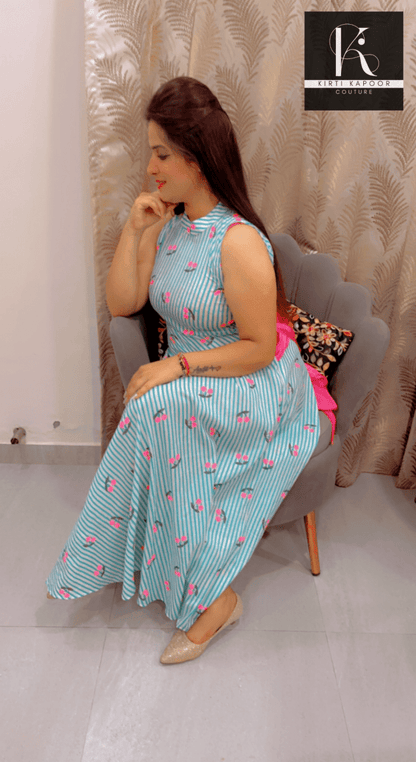 Maxi Dress With Back Falling Bow Style - Kirti Kapoor Couture