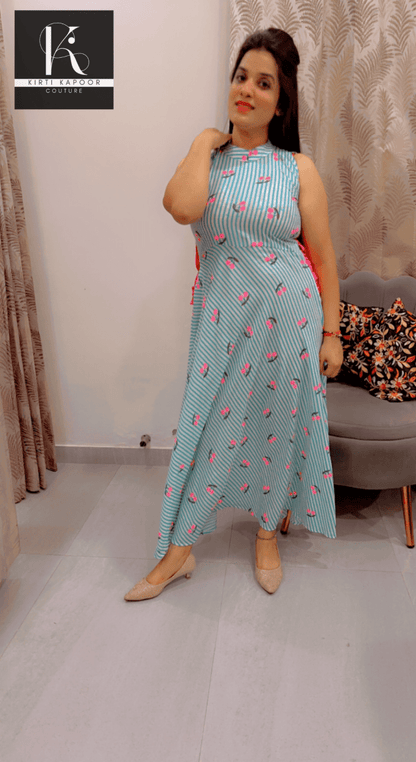 Maxi Dress With Back Falling Bow Style - Kirti Kapoor Couture
