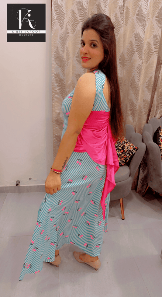 Maxi Dress With Back Falling Bow Style - Kirti Kapoor Couture