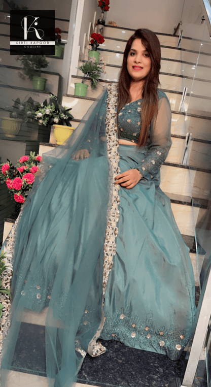 Moss Green Hand - Embroidered Lehenga - Choli - Kirti Kapoor Couture