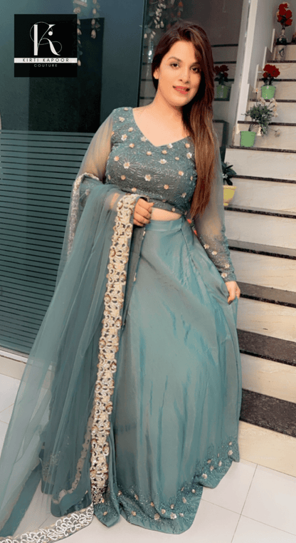 Moss Green Hand - Embroidered Lehenga - Choli - Kirti Kapoor Couture