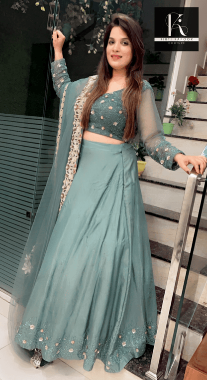 Moss Green Hand - Embroidered Lehenga - Choli - Kirti Kapoor Couture
