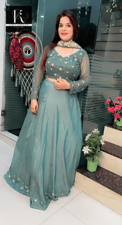 Moss Green Hand - Embroidered Lehenga - Choli - Kirti Kapoor Couture