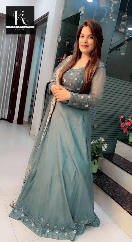 Moss Green Hand - Embroidered Lehenga - Choli - Kirti Kapoor Couture