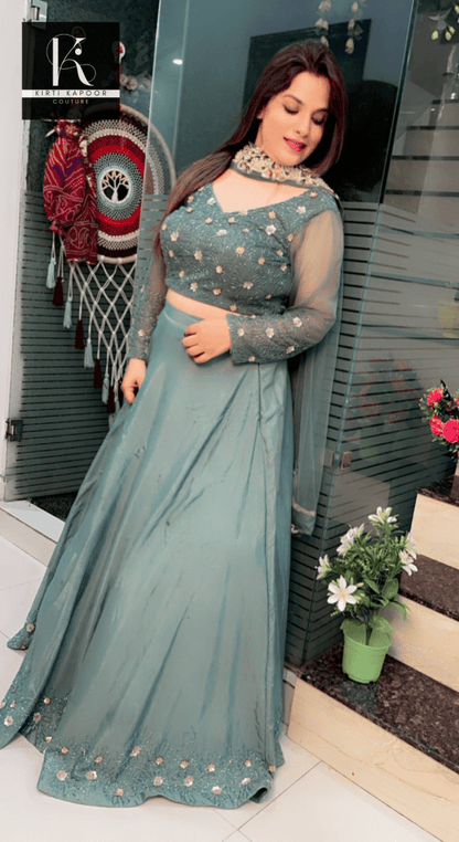 Moss Green Hand - Embroidered Lehenga - Choli - Kirti Kapoor Couture
