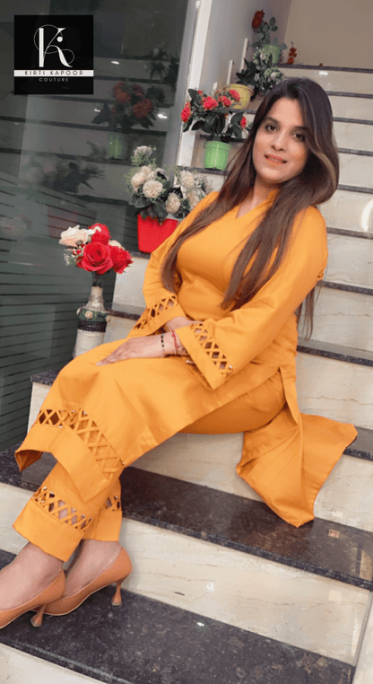 Ochre Kurti with Matching Pants - Kirti Kapoor Couture