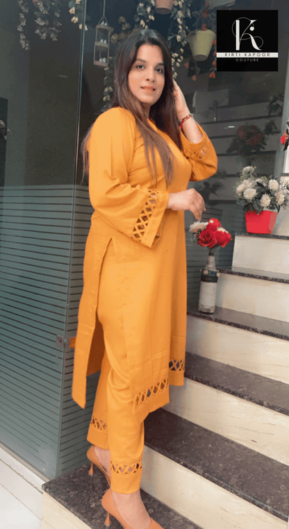Ochre Kurti with Matching Pants - Kirti Kapoor Couture