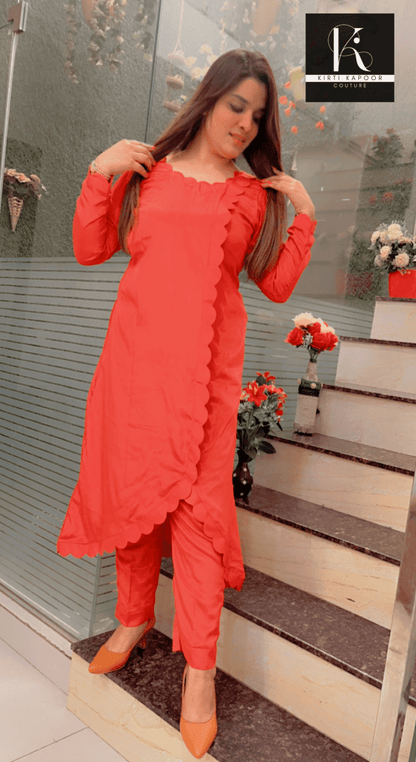 Orange Cutwork Co - ord Set - Kirti Kapoor Couture
