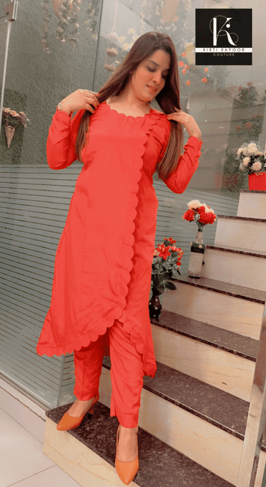 Orange Cutwork Co - ord Set - Kirti Kapoor Couture