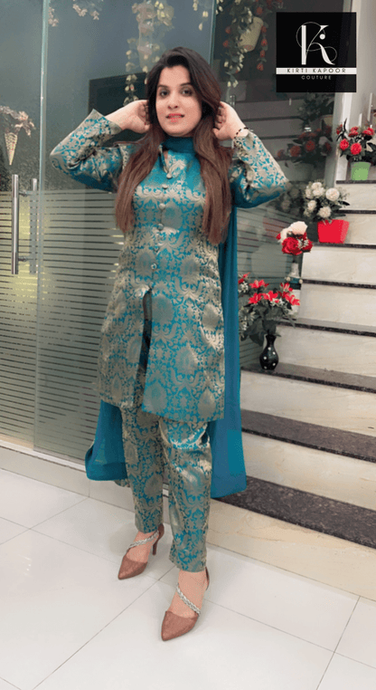 Overall Brocade Suit with Pant - Kirti Kapoor Couture