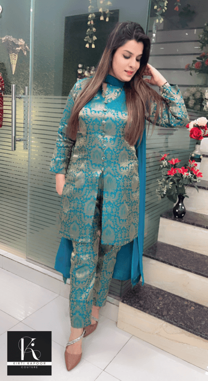 Overall Brocade Suit with Pant - Kirti Kapoor Couture