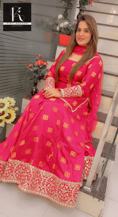 Overall Shirt & Skirt Along With An Embroidered Net Dupatta - Kirti Kapoor Couture