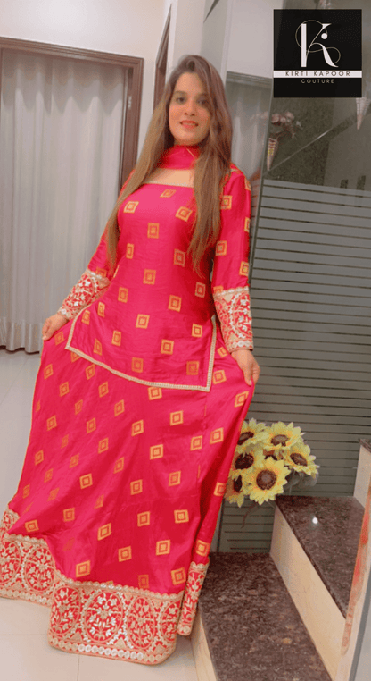 Overall Shirt & Skirt Along With An Embroidered Net Dupatta - Kirti Kapoor Couture
