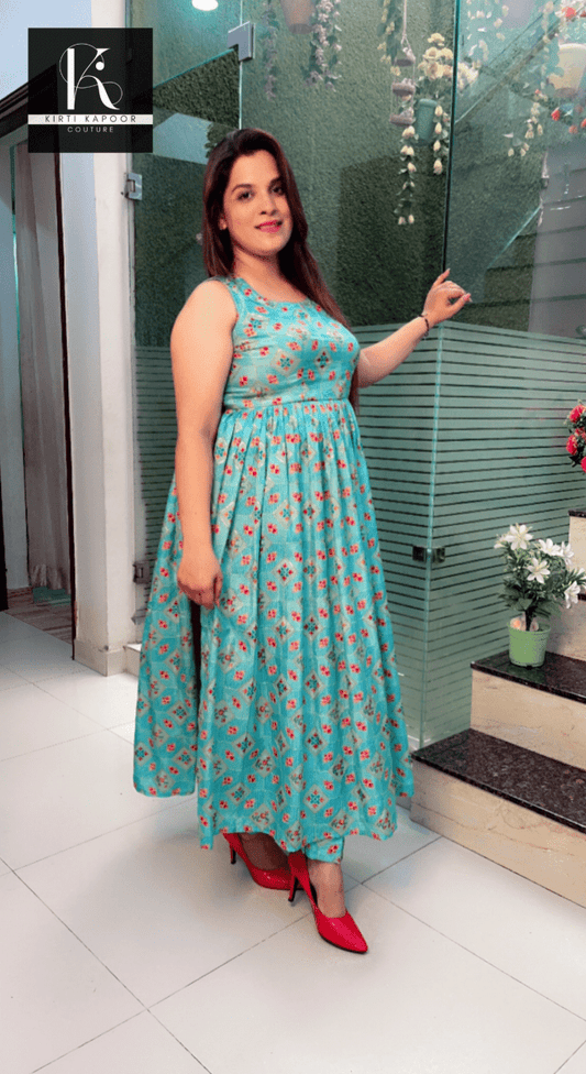 Overall Worked Silk Fabric Two - Piece Set - Kirti Kapoor Couture