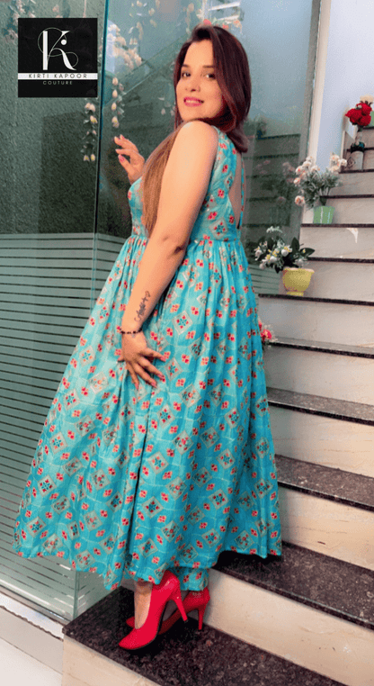 Overall Worked Silk Fabric Two - Piece Set - Kirti Kapoor Couture