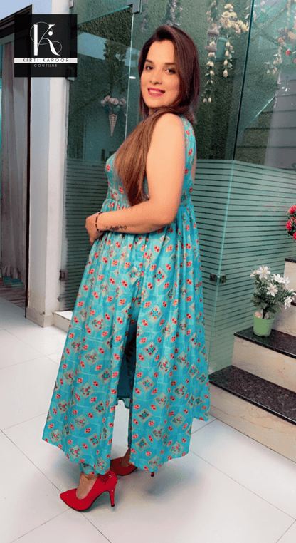 Overall Worked Silk Fabric Two - Piece Set - Kirti Kapoor Couture