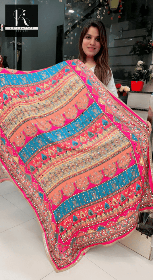 Pakistani Style Dupatta (With Shades of Pink) - Kirti Kapoor Couture