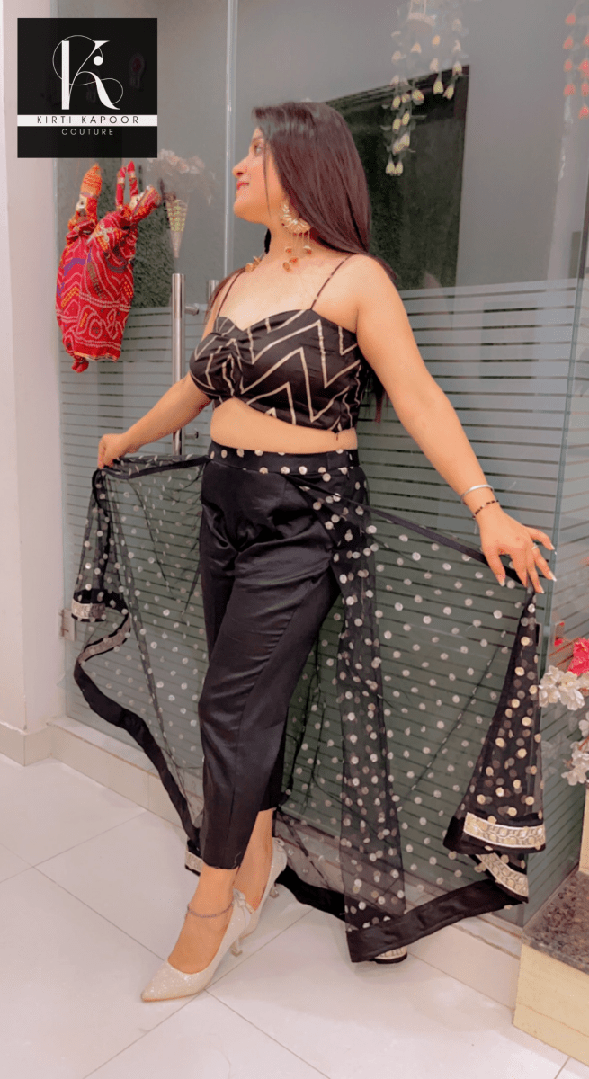 Pant With Attached Dotted Lehenga Style! - Kirti Kapoor Couture
