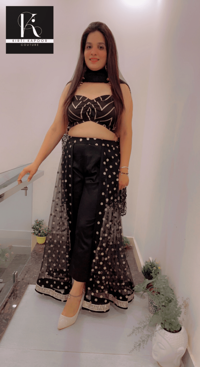 Pant With Attached Dotted Lehenga Style! - Kirti Kapoor Couture