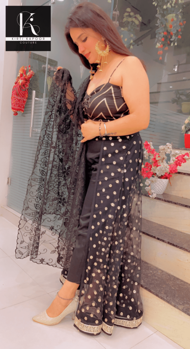Pant With Attached Dotted Lehenga Style! - Kirti Kapoor Couture
