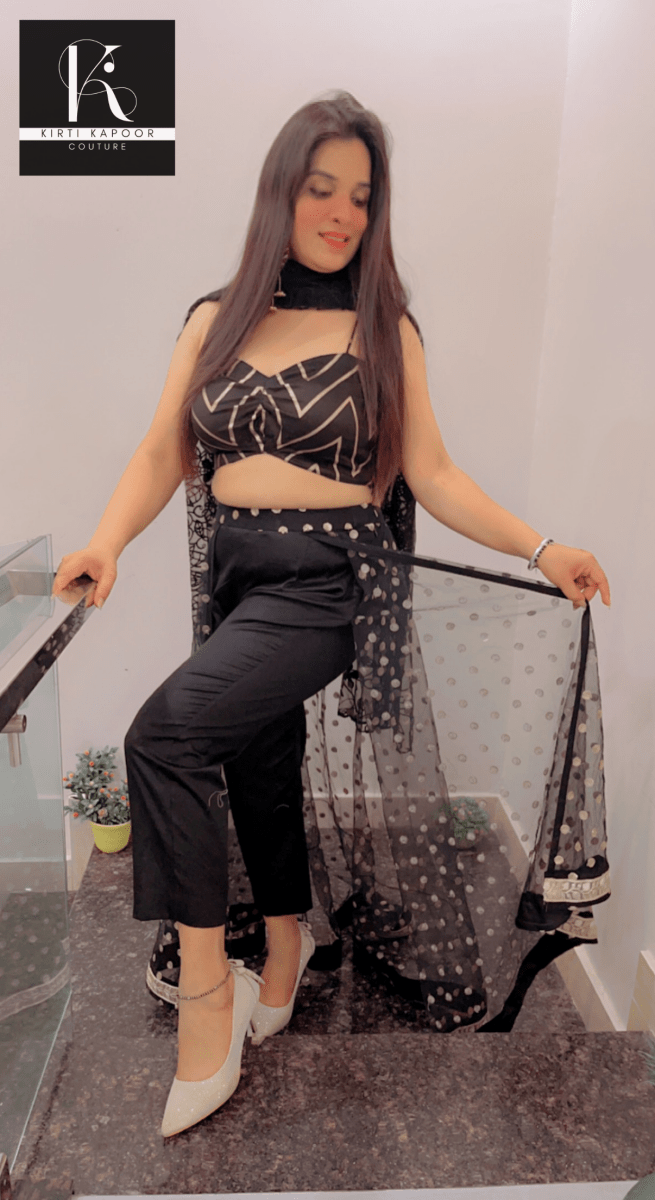 Pant With Attached Dotted Lehenga Style! - Kirti Kapoor Couture