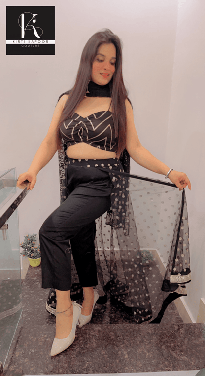 Pant With Attached Dotted Lehenga Style! - Kirti Kapoor Couture