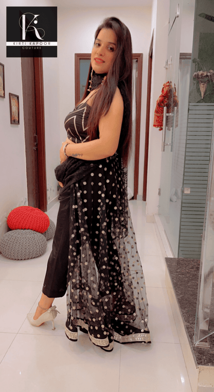 Pant With Attached Dotted Lehenga Style! - Kirti Kapoor Couture