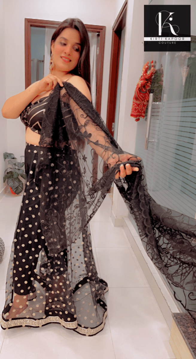 Pant With Attached Dotted Lehenga Style! - Kirti Kapoor Couture