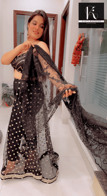 Pant With Attached Dotted Lehenga Style! - Kirti Kapoor Couture