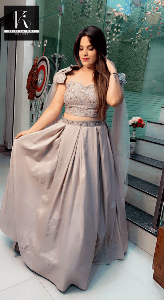 Pastel Shaded Hand - Embroidered Lehenga Choli - Kirti Kapoor Couture