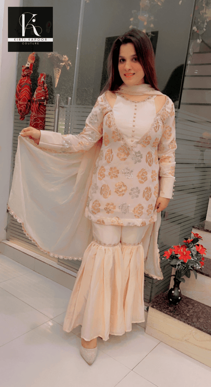 Peach Designer Garara Suit - Kirti Kapoor Couture